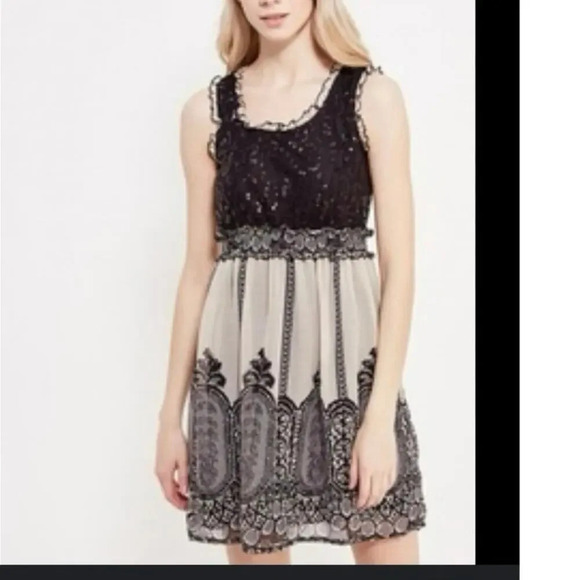 American Rag, S, sequent ruffle lace, smock-waist sleeveless lined mini dress￼ - Picture 2 of 10